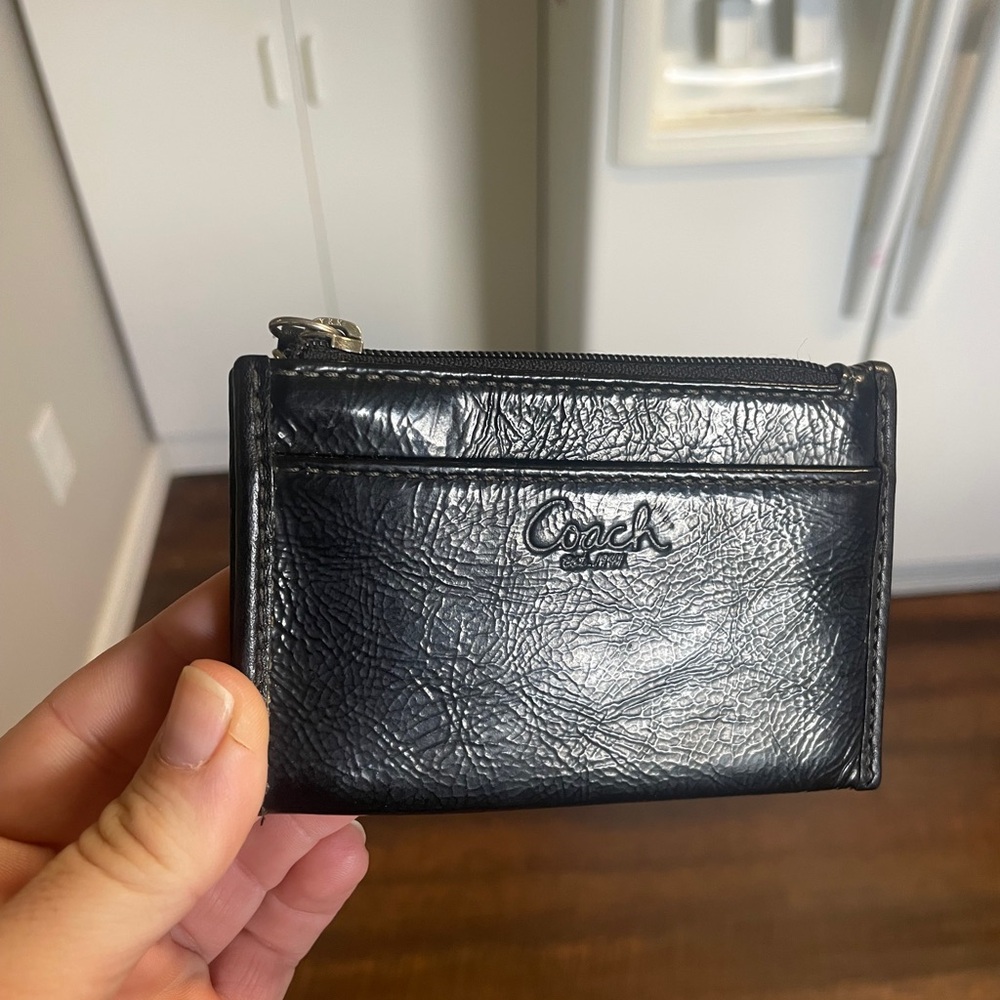 Coach Black Leather Key & Card Holder